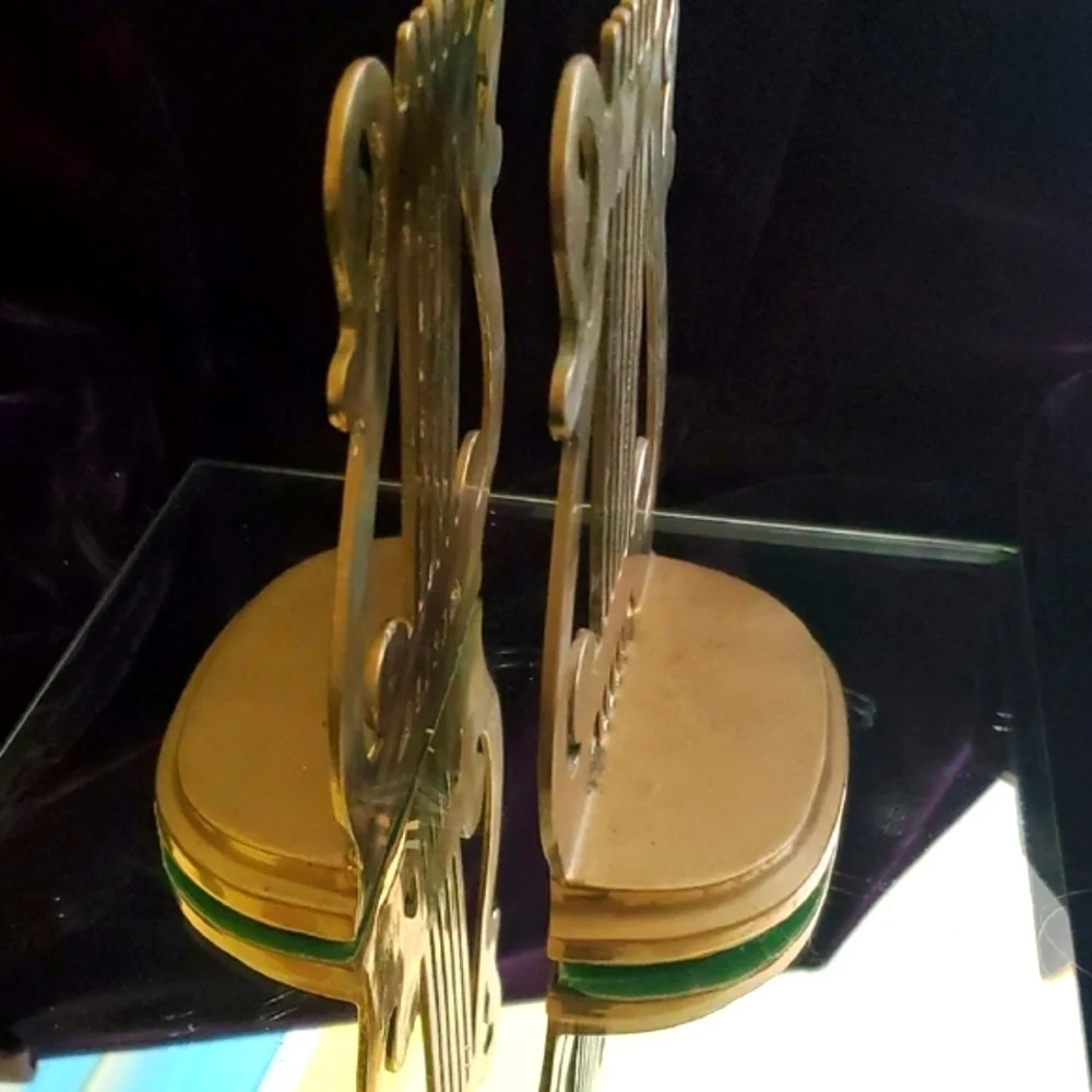 Solid Brass Music Harp  Bookends